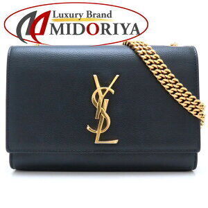 SAINT LAURENT PARIS Kate Chain Shoulder Bag Leather Black